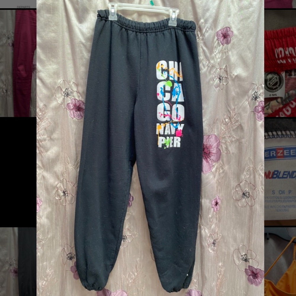 Black navy pier sweatpants